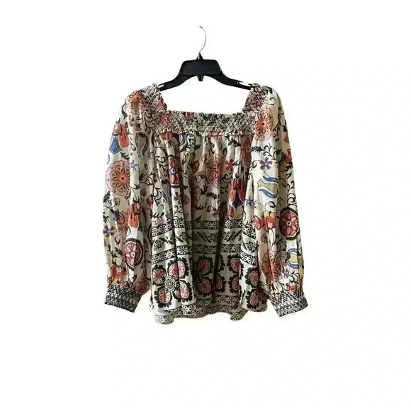 NWT Cara Cara Charleston Square Neck Blouse in Turtledove Botanical Size Large - Picture 11 of 14